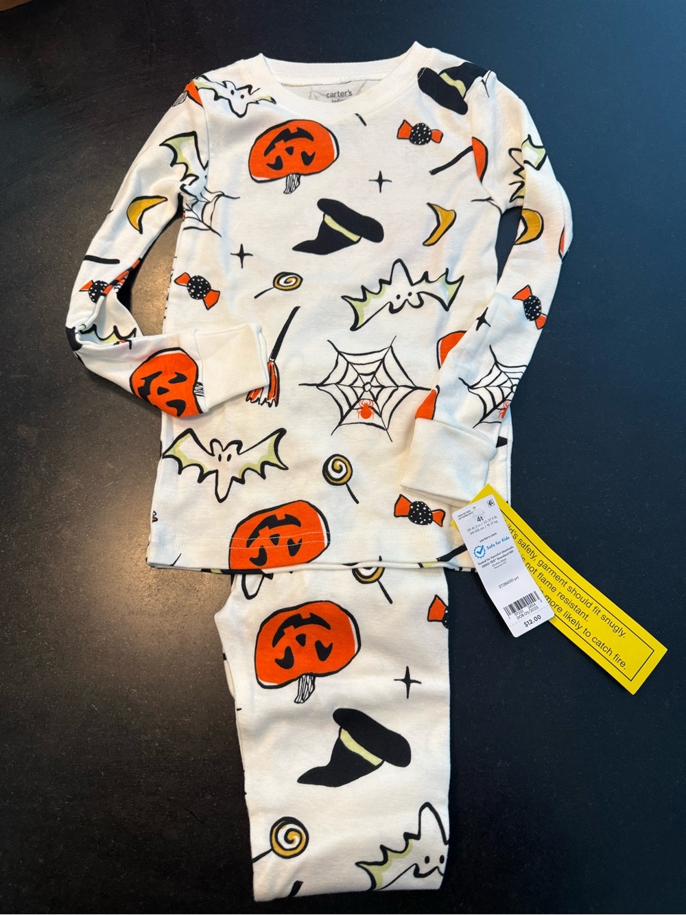 Carter's White & Orange Halloween Kids Pajama